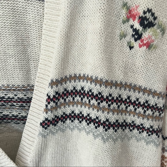 Princeton Club VTG Heavy Knit Floral Button Up Warm Cozy Cardigan Sweater EUC M - Picture 4 of 6